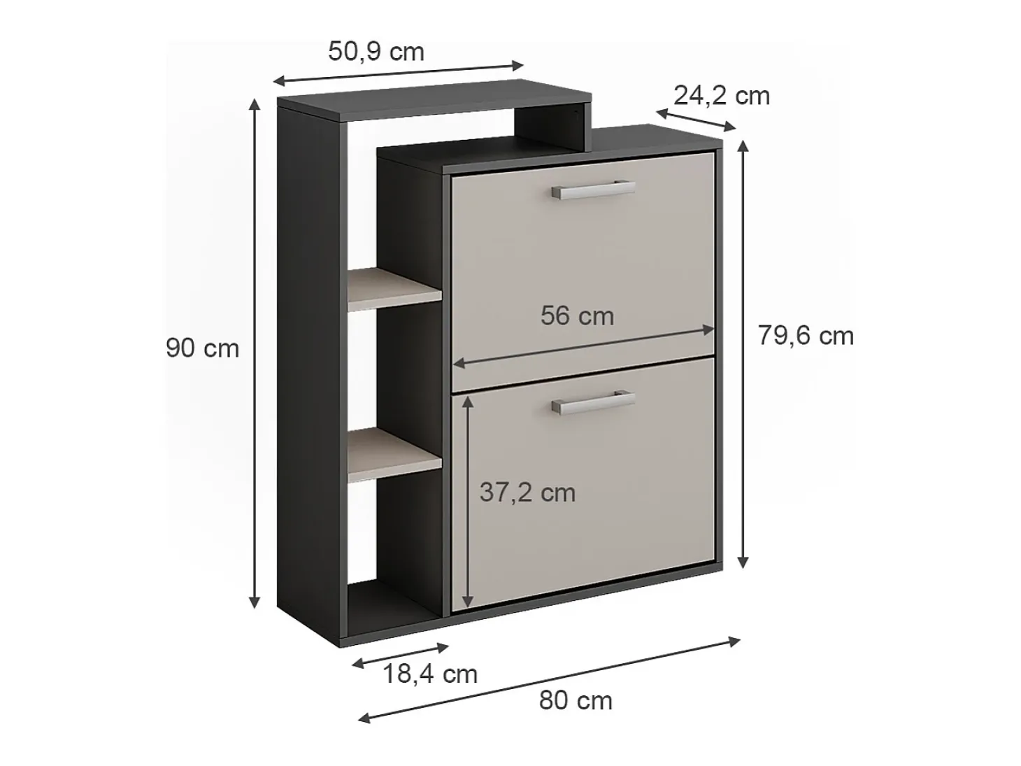 Schuhkipper antracite/creio 80x24.2x90 orlando