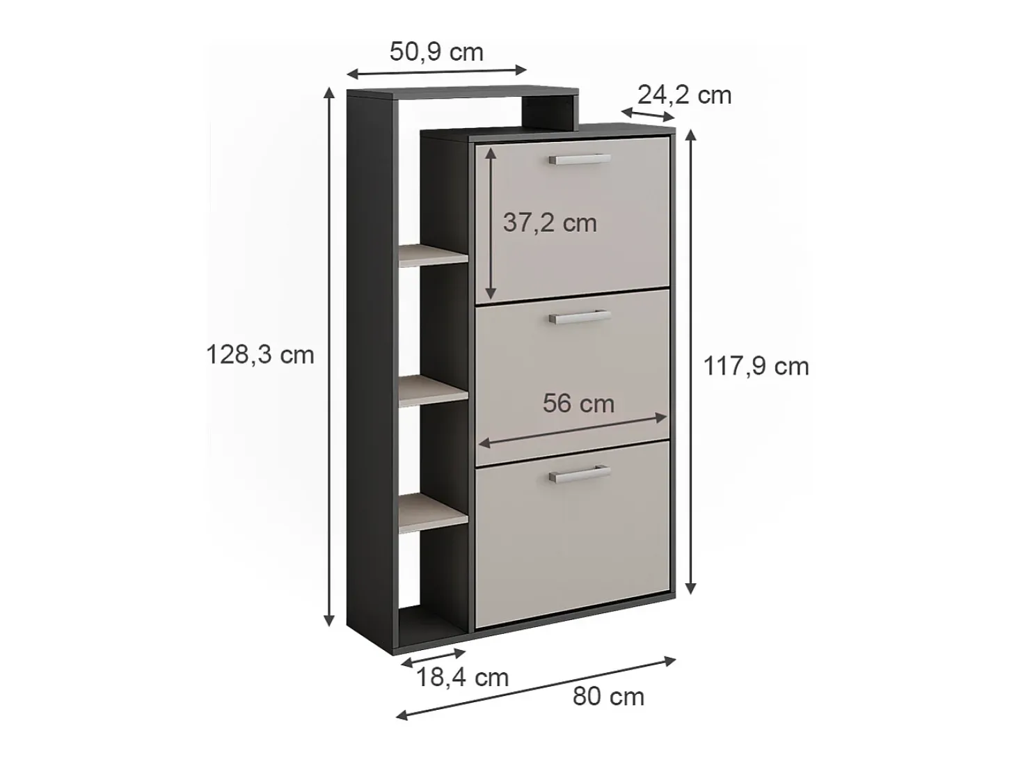 Schuhkipper antracite/creio 80x24.2x128.3 orlando