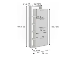Schuhkipper branco 80x24.2x166.1 orlando