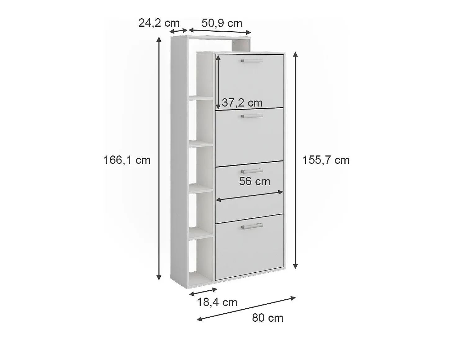 Schuhkipper branco 80x24.2x166.1 orlando