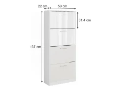 Schuhkipper branco/branco brilhante 59x22x137 gizmo