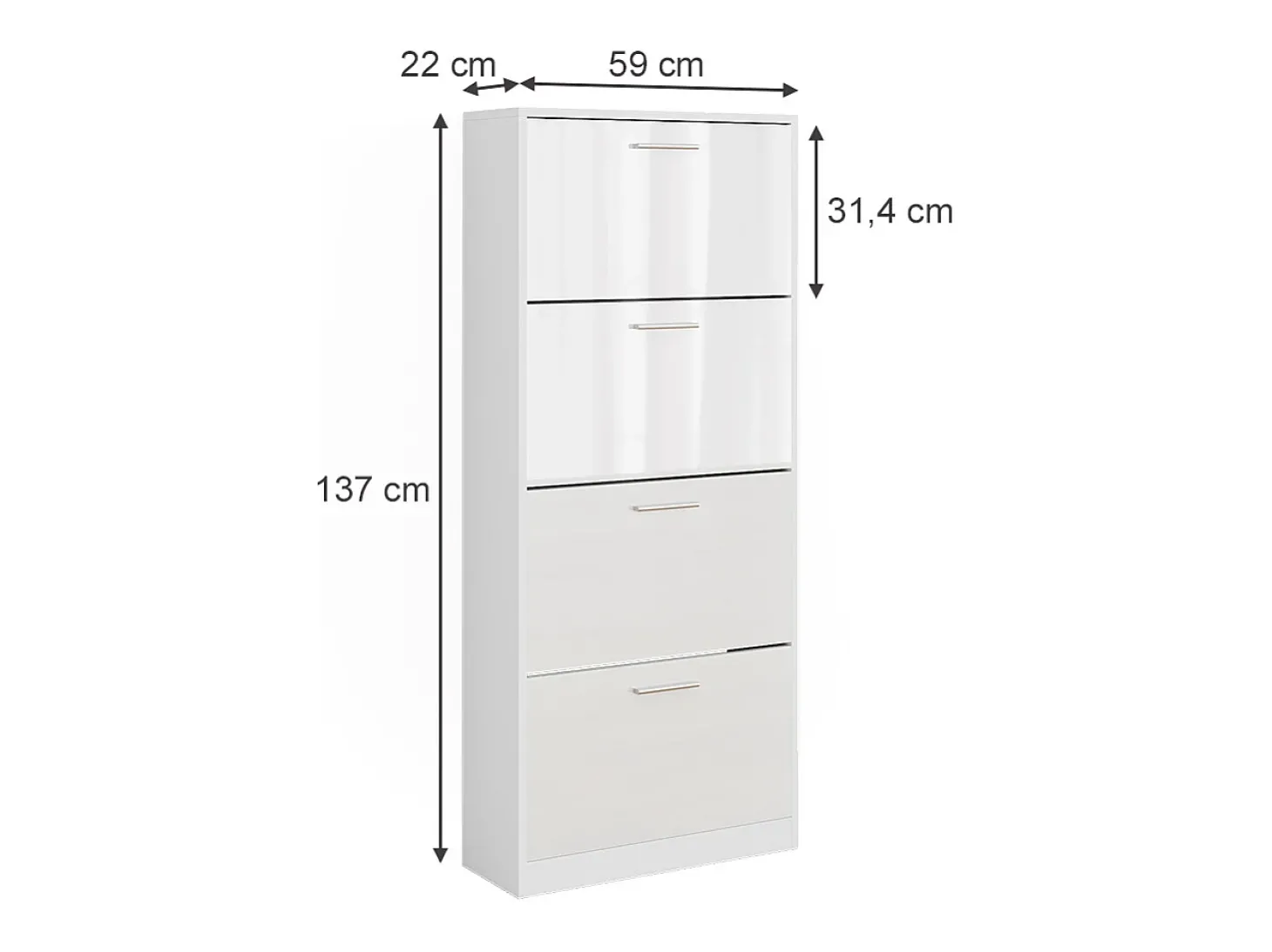 Schuhkipper branco/branco brilhante 59x22x137 gizmo