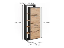 Schuhkipper carvalho goldkraft/antracite 80x24.2x166.1 orlando
