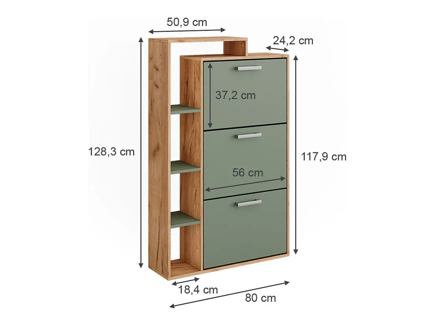Schuhkipper carvalho/verde goldkraft 80x24.2x128.3 orlando