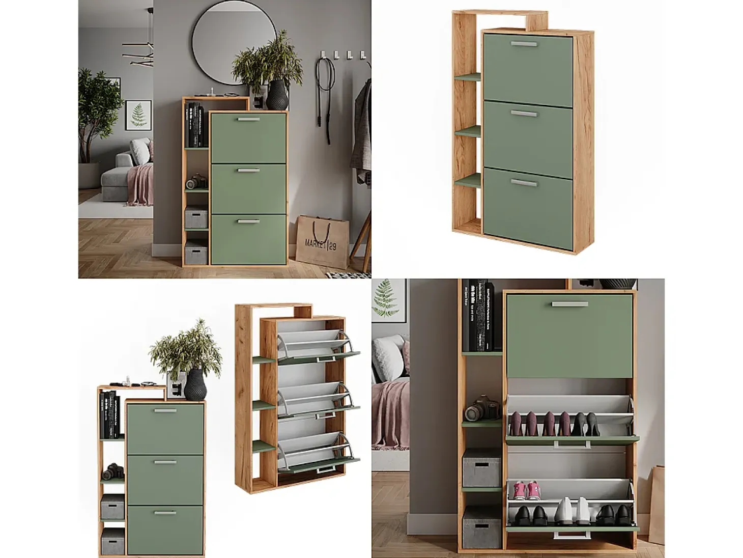 Schuhkipper carvalho/verde goldkraft 80x24.2x128.3 orlando