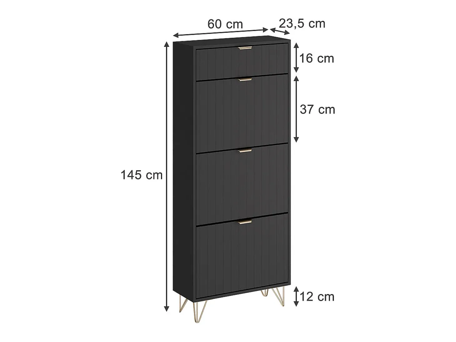 Schuhschrank preto 60x23.5x145 helge