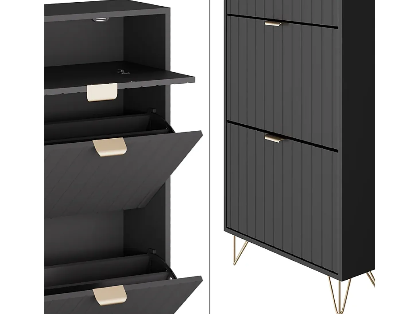 Schuhschrank preto 60x23.5x145 helge