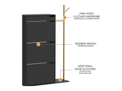 Schuhschrank preto 90x30x181.5 ivo