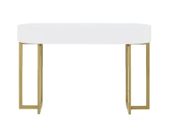 Secretária consola com 1 gaveta em MDF lacado e metal, branco e dourado – TORELI II de Pascal Morabito