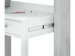 Secretária consola extensível com 2 gavetas 100 cm Branco/Cinza - Móvel multifuncional para espaços pequenos