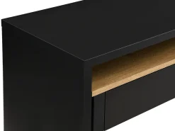 Secretária consola extensível com 2 gavetas preto e natural - LOAVIA