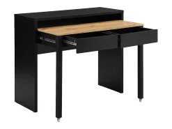 Secretária consola extensível com 2 gavetas preto e natural - LOAVIA