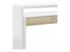 Secretária Damodi, Secretária com tampo extensível, Secretária para PC com 2 gavetas, 99x36h88 cm, Branco e Carvalho