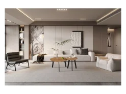 Set de 2 mesas de centro TUNIS – Cor madeira de mangueira – MDF & metal – Estilo industrial e harmonioso
