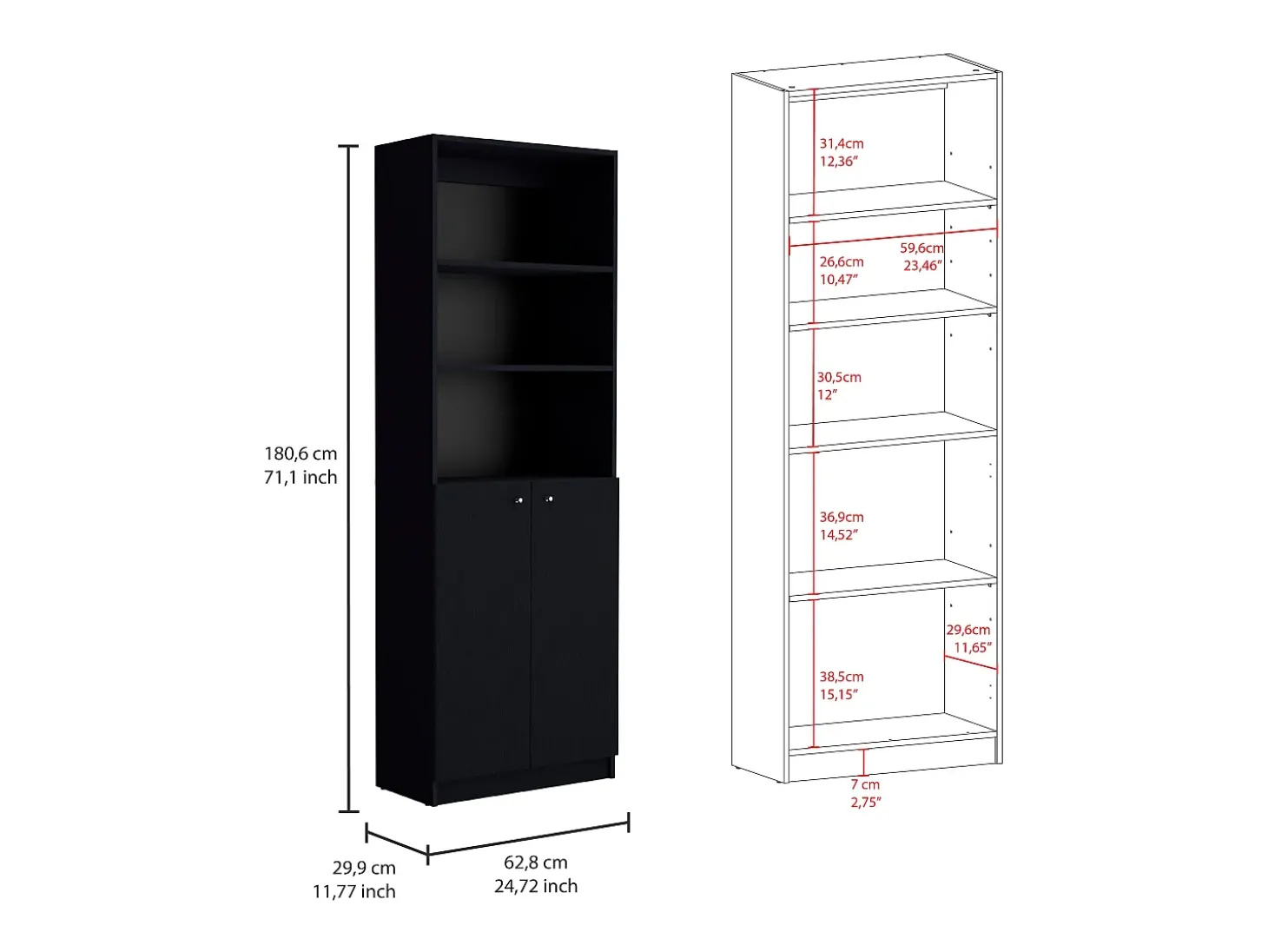 Set Triplo de Bibliotecas Munds Concept: Organização Inteligente, Estantes Abertos e Elegância Minimalista em um Só Conjunto