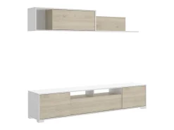 Sistema de parede Dfalcon, móvel de sala de TV, móveis de sala multiuso, 200x41h180 cm, carvalho e branco