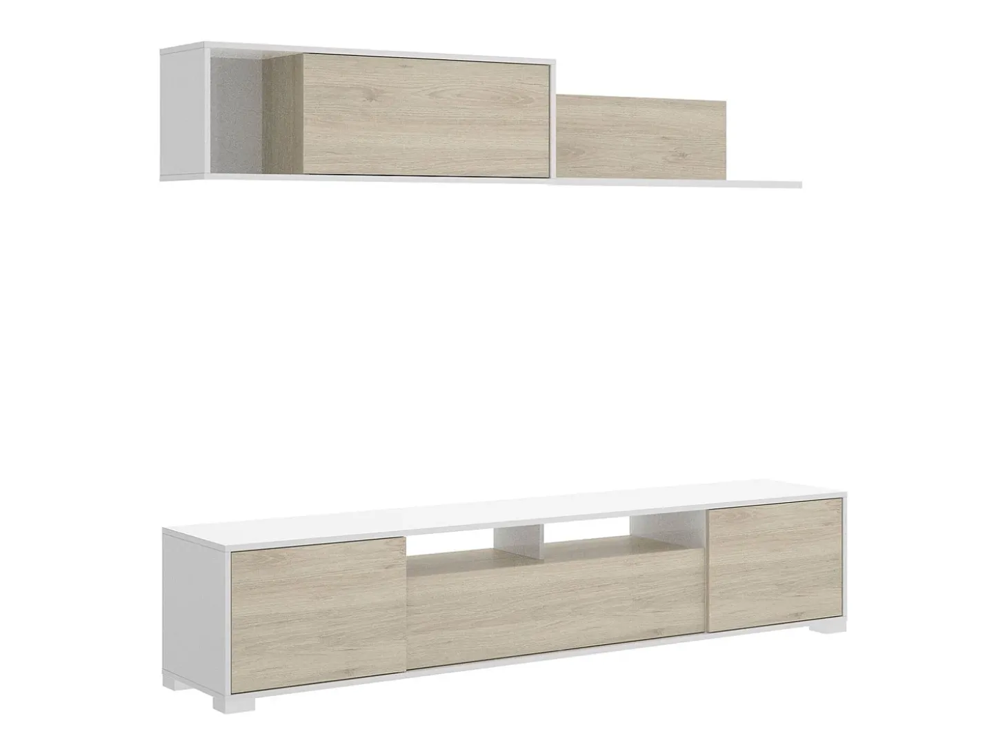 Sistema de parede Dfalcon, móvel de sala de TV, móveis de sala multiuso, 200x41h180 cm, carvalho e branco