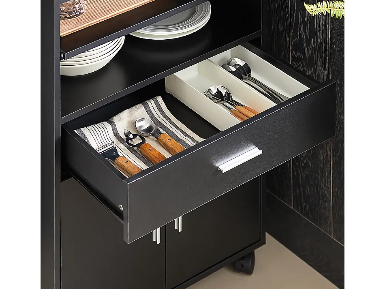 SoBuy armário com rodas, armário de cozinha, carrinho de cozinha FSB09-SCH