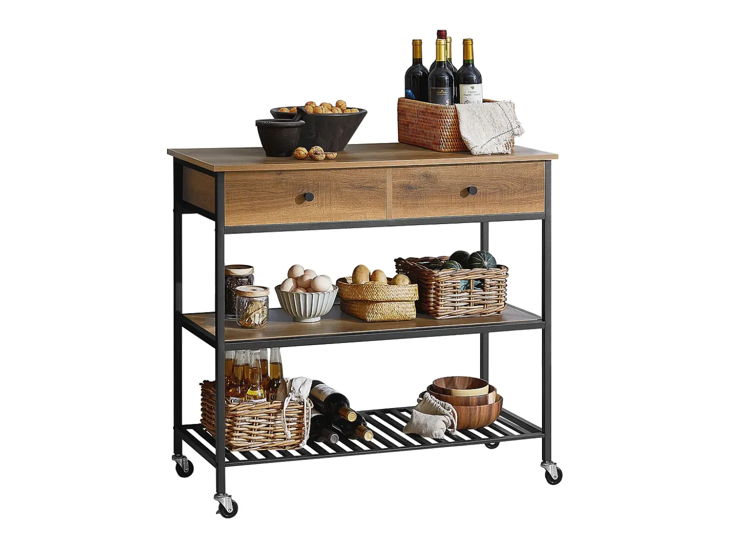 SoBuy armário com rodas, armário de cozinha, carrinho de cozinha FKW112-PF