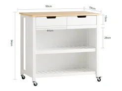 SoBuy armário de cozinha, carrinho de cozinha, carrinho de cozinha com rodas FKW74-WN