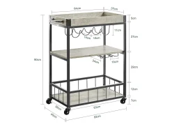 SoBuy armário de cozinha, carrinho de cozinha, carrinho de cozinha com rodas FKW56-HG