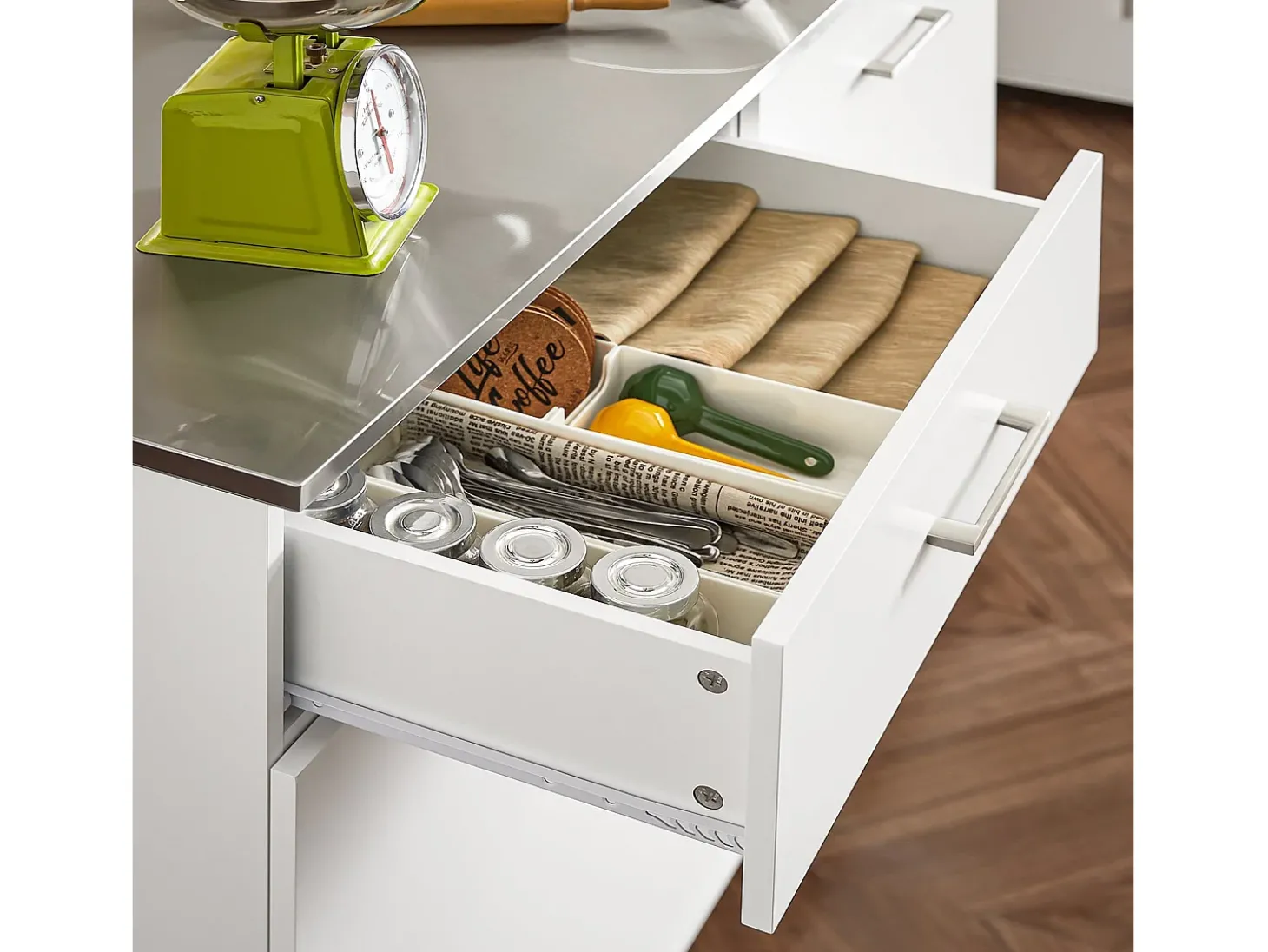SoBuy armário de cozinha, carrinho de cozinha, carrinho de cozinha com rodas FKW117-W