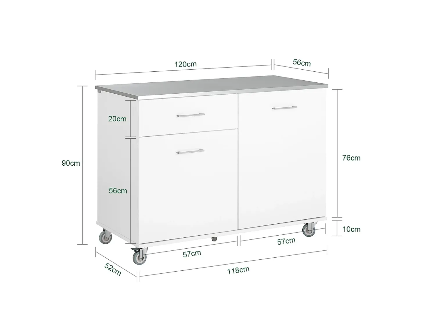 SoBuy armário de cozinha, carrinho de cozinha, carrinho de cozinha com rodas FKW117-W