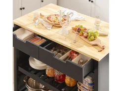 SoBuy armário de cozinha, carrinho de cozinha, carrinho de cozinha com rodas FKW74-SCH