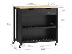 SoBuy armário de cozinha, carrinho de cozinha, carrinho de cozinha com rodas FKW74-SCH
