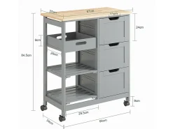 SoBuy armário de cozinha, carrinho de cozinha, carrinho de cozinha com rodas FKW79-HG