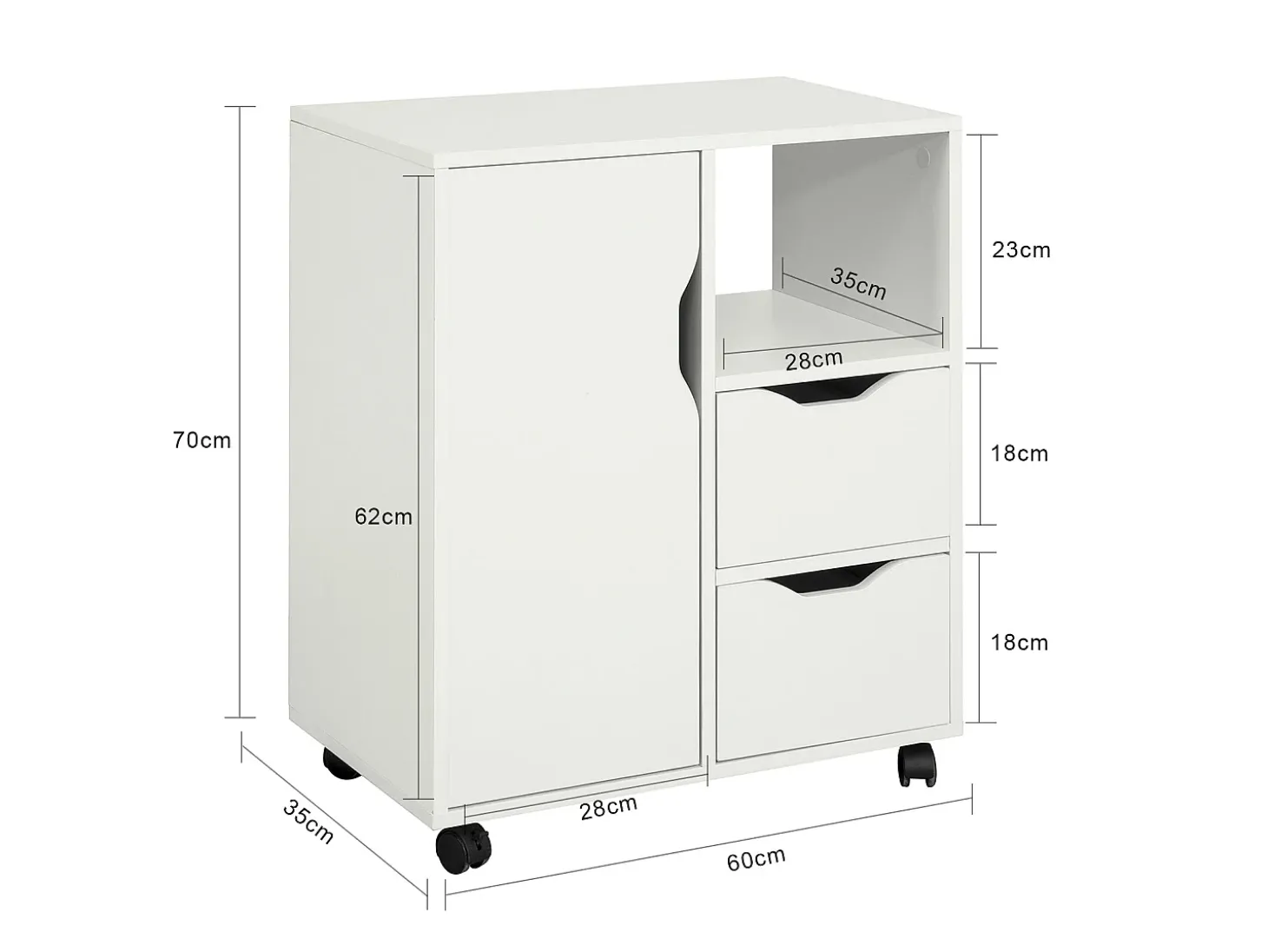 SoBuy armário de impressora, Armário para impressora, carrinho de livros FBT105-W