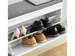 SoBuy Armário de sapatos com prateleira, banco, Banco com sapateira FSR82-L-W