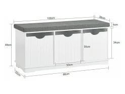 SoBuy Armário de sapatos com prateleira, banco, Banco com sapateira FSR30-W