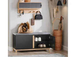SoBuy Armário de sapatos com prateleira, banco, Banco com sapateira FSR117-SCH