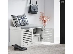 SoBuy Armário de sapatos com prateleira, banco, Banco com sapateira FSR23-II-W