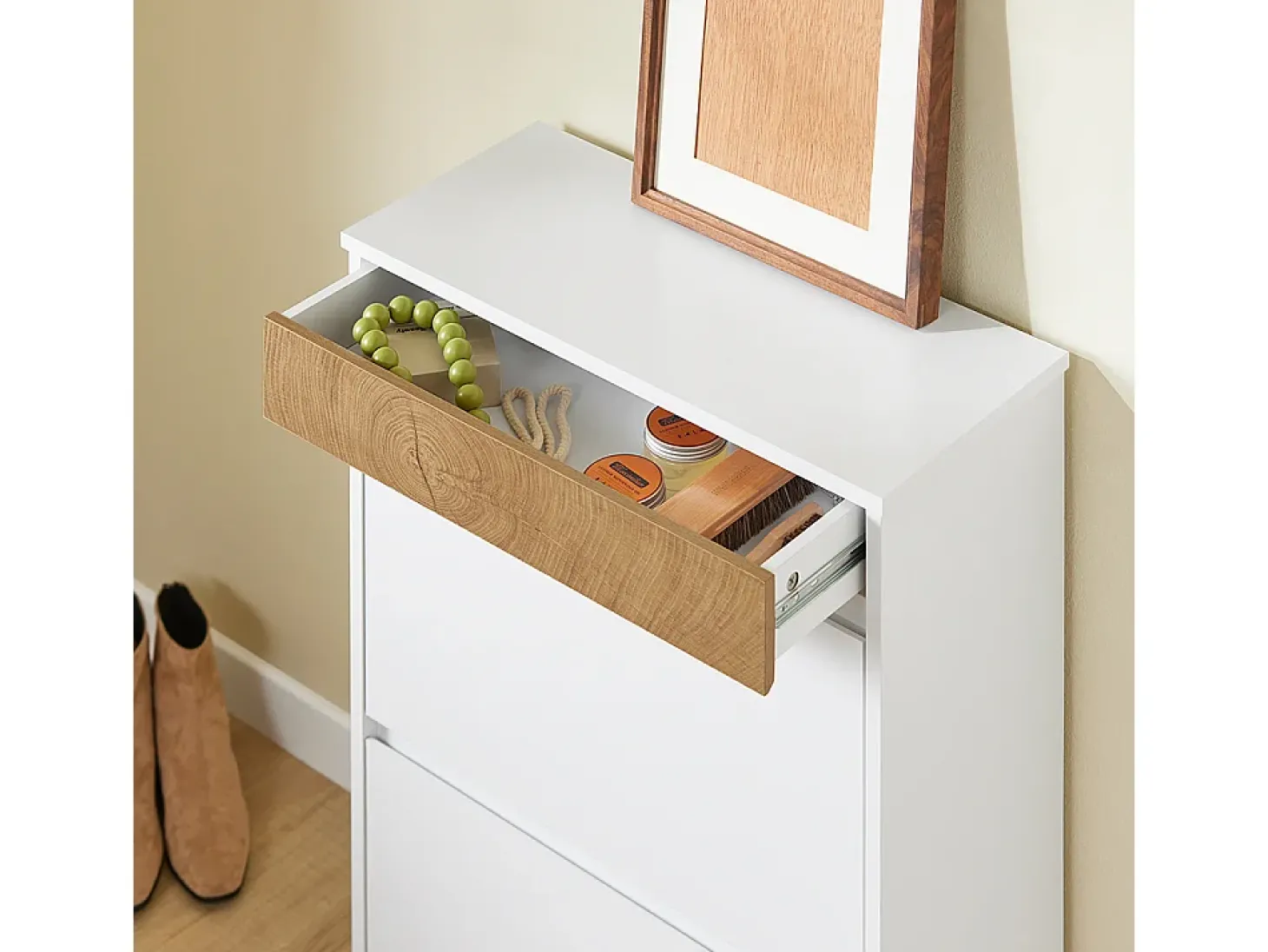 SoBuy Armário de Sapatos com 2 Portas Branco 61x26x91cm Funcional FSR205-NW