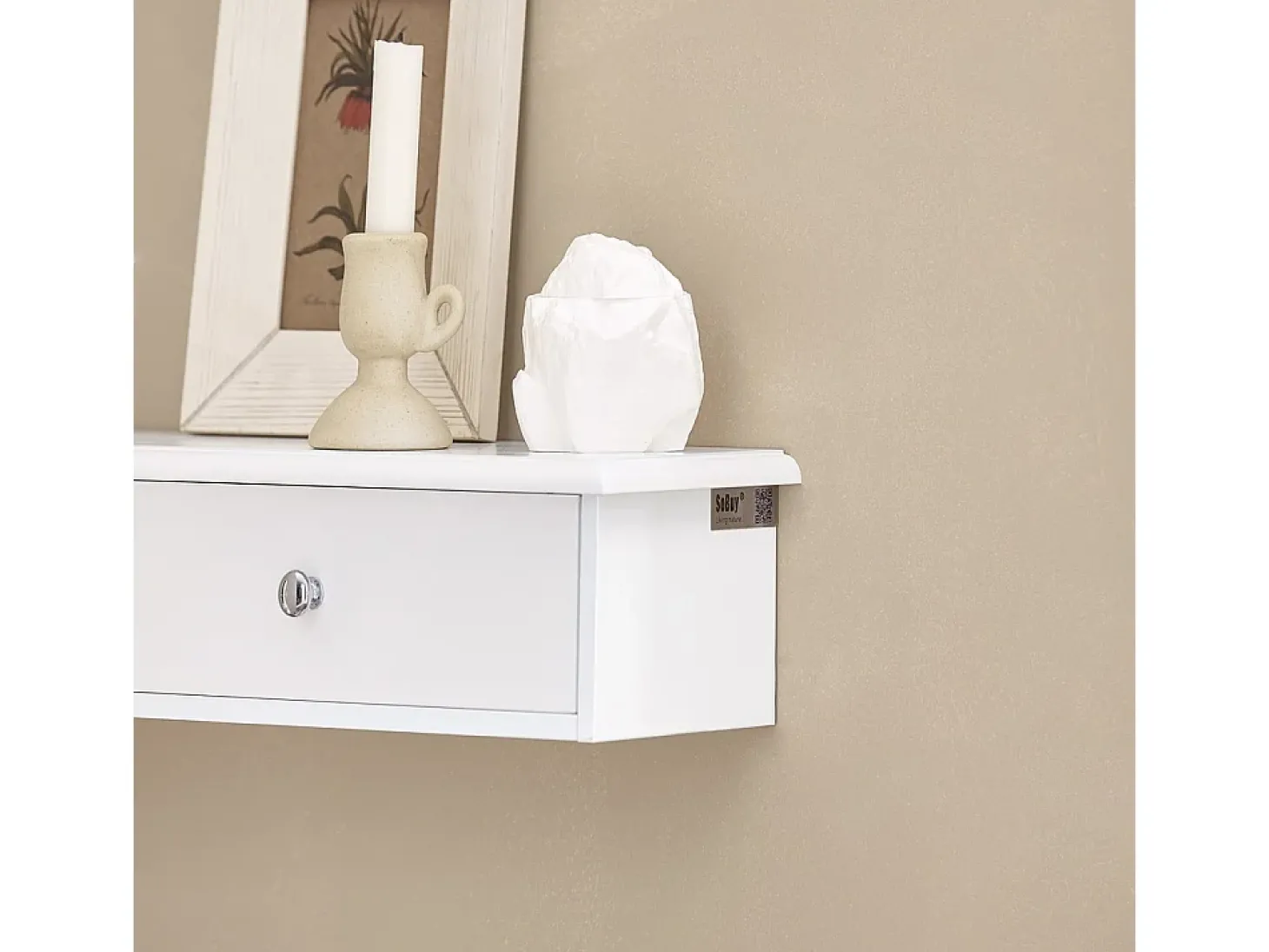 SoBuy Armário Suspenso Branco com Espelho de 43cm