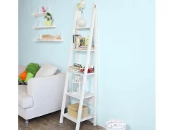 SoBuy escada de madeira, escada decorativa, escritório FRG101-W