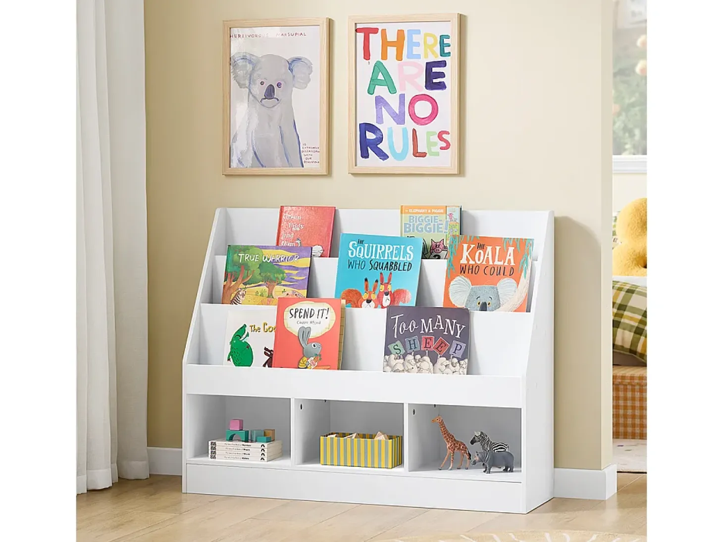 SoBuy Estante Infantil de Livros com 3 Prateleiras Branco 100x29.8x80cm Minimalista KMB118-W