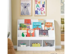 SoBuy Estante Infantil de Livros com 3 Prateleiras Branco 100x29.8x80cm Minimalista KMB118-W