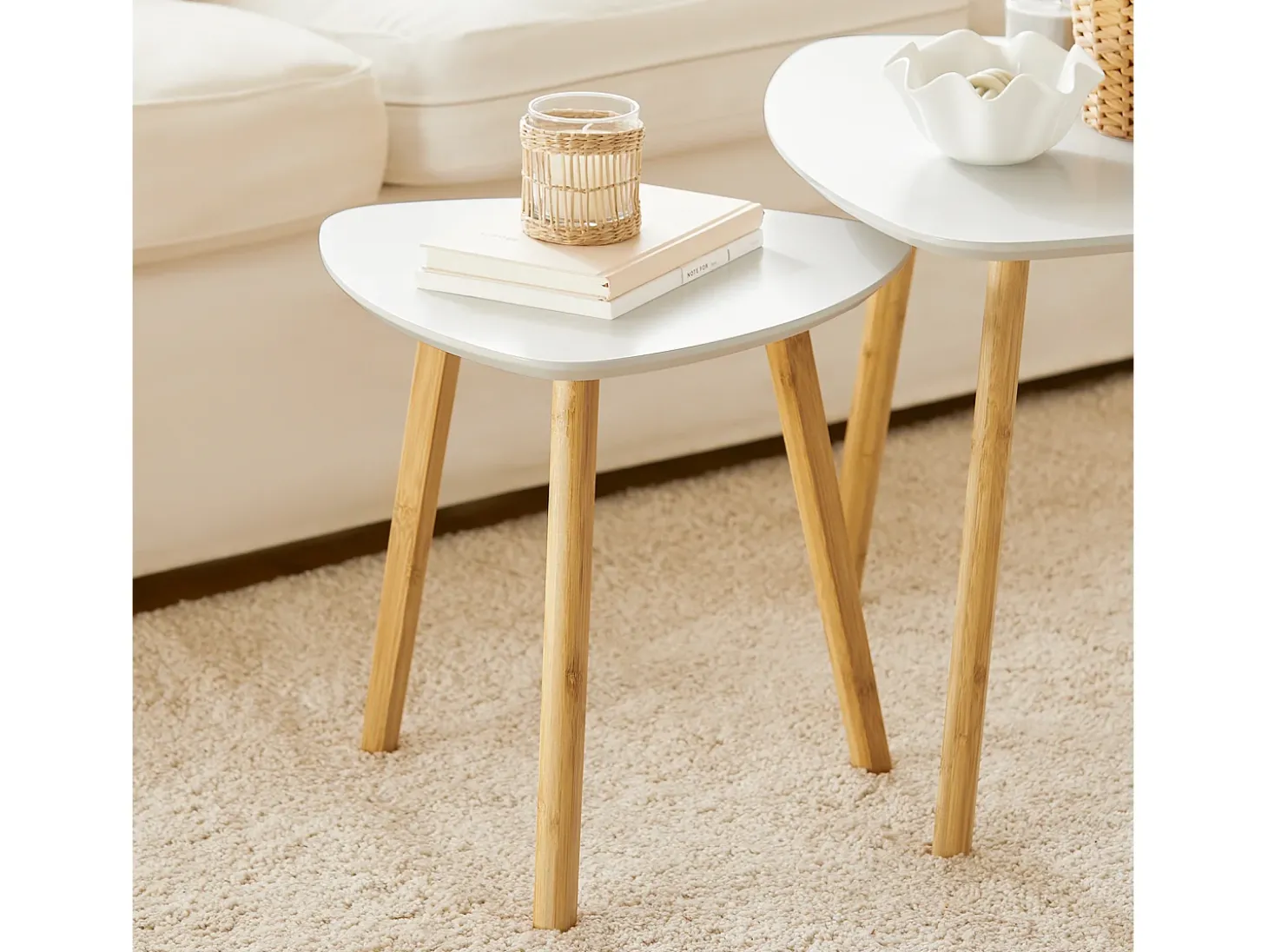 SoBuy mesa de cabeceira, mesa de café, mesa de café redonda FBT74-W