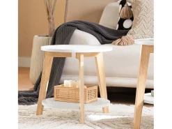 SoBuy mesa de cabeceira, mesa de café, mesa de café redonda FBT75-W