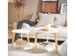 SoBuy mesa de cabeceira, mesa de café, mesa de café redonda FBT75-W