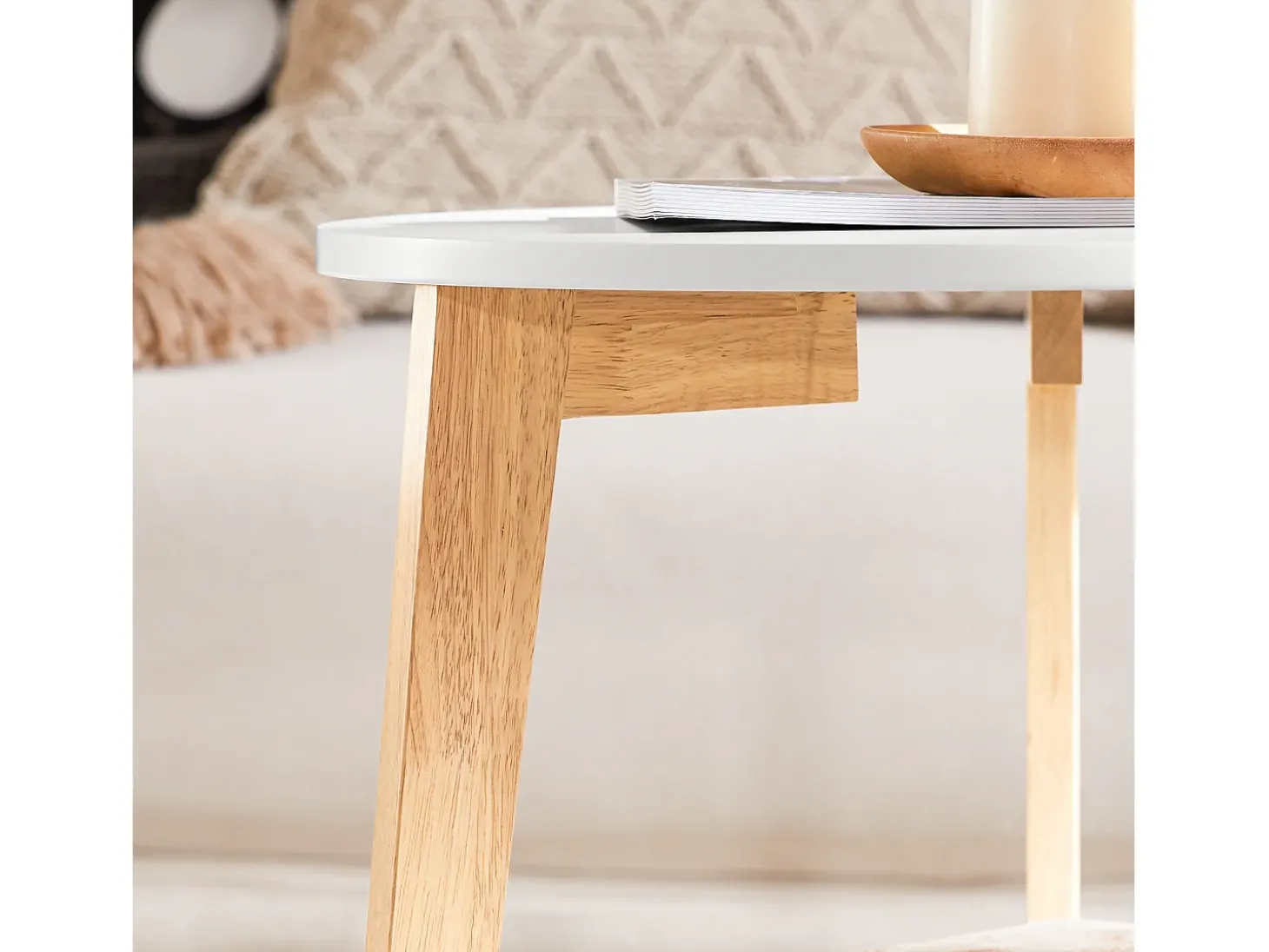 SoBuy mesa de cabeceira, mesa de café, mesa de café redonda FBT75-W
