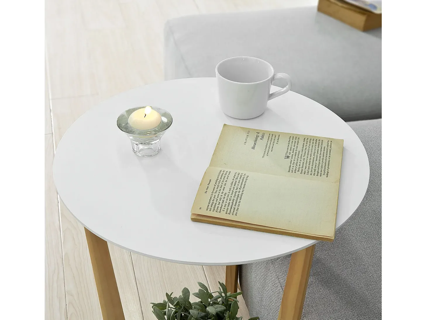 SoBuy mesa de cabeceira, mesa de café, mesa de café redonda FBT52-WN