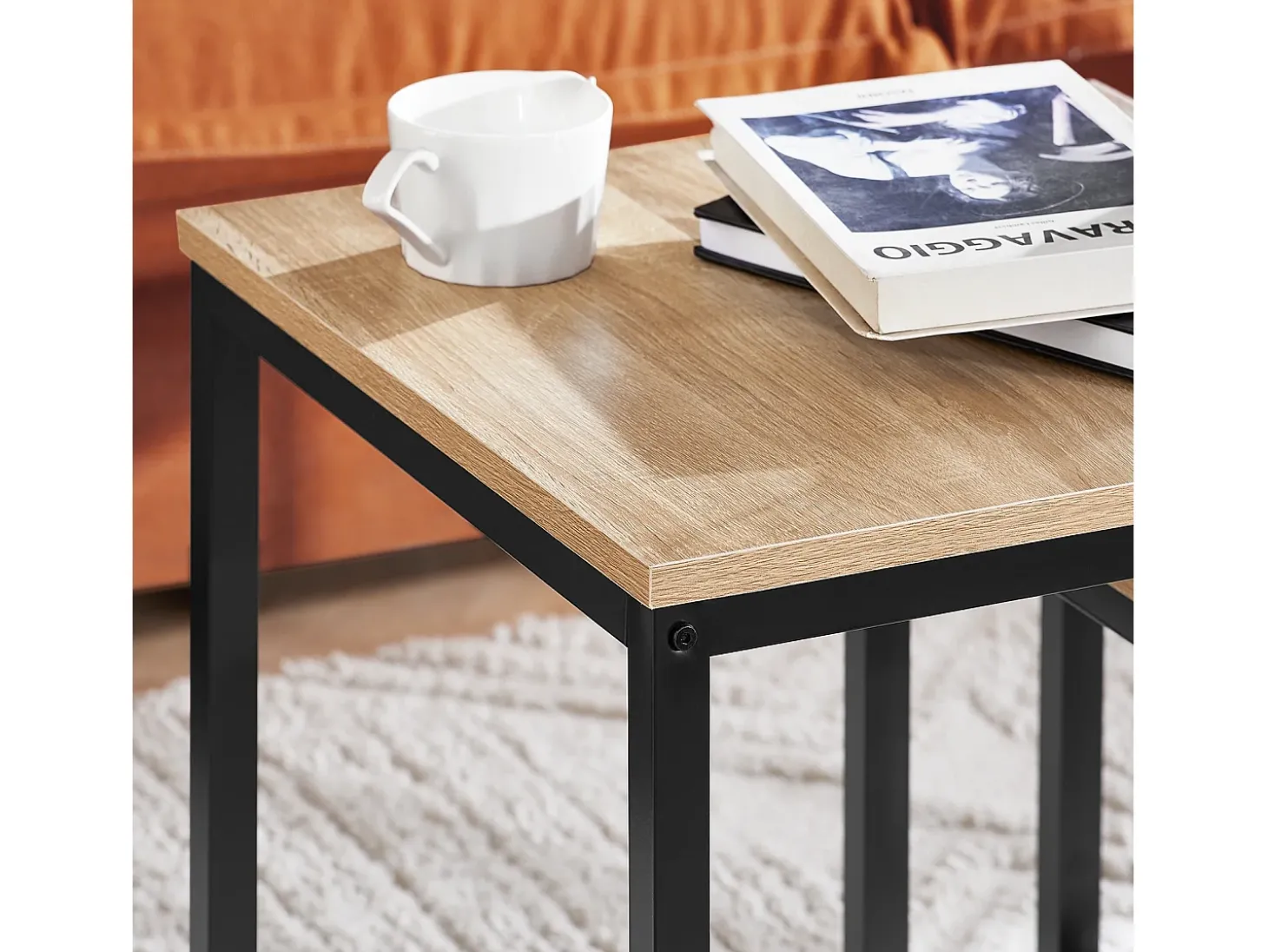 SoBuy mesa de cabeceira, mesa de café, mesa de café redonda FBT42-N