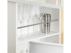 SoBuy Mesa de Cozinha Alta com Prateleiras, Design Poupa-Espaço, Branca