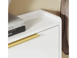 SoBuy Sapateira 4 Portas Branca com Design Nórdico e Puxadores Dourados
