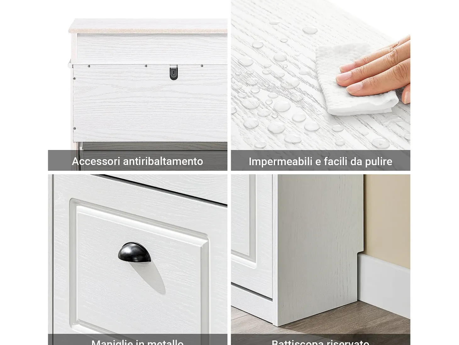 SoBuy Sapateira Fina Economizadora de Espaço com 2 Portas Dobráveis para Entrada Corredor ou Quarto Efeito Madeira Envelhecida Branca 54x24x82cm
