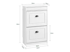SoBuy Sapateira Fina Economizadora de Espaço com 2 Portas Dobráveis para Entrada Corredor ou Quarto Efeito Madeira Envelhecida Branca 54x24x82cm